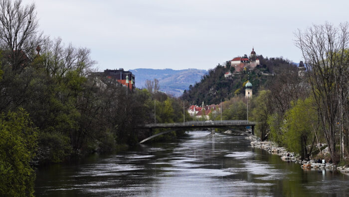 Mur, Graz, Schlossbergblick